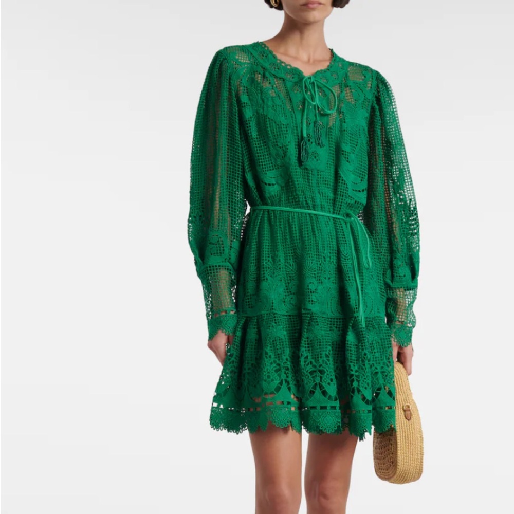 Farm Rio Green Tropical Flight Guiper Mini Dress